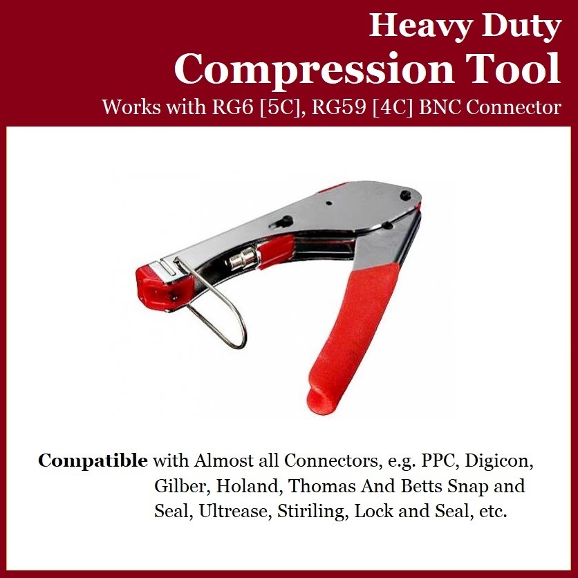 Heavy Duty Compression Tool for RG6, RG59 Cable for