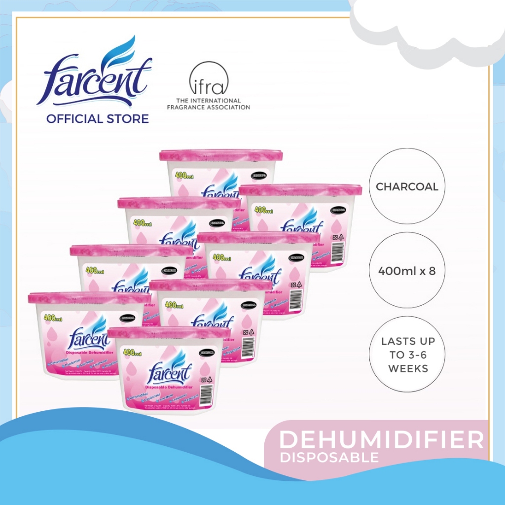 Farcent Disposable Dehumidifier Charcoal Set of 8 (400ml each