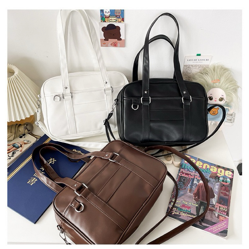 [NEW] Japanese JK school bag PU leather bag with long body strap