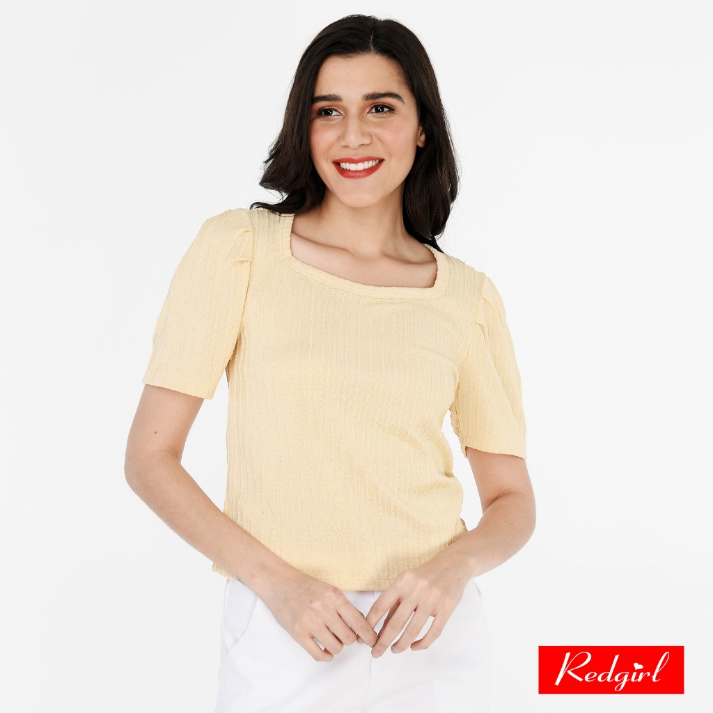 Red Girl Short Sleeves Square Neck Blouse RST12-0585 | Shopee Philippines