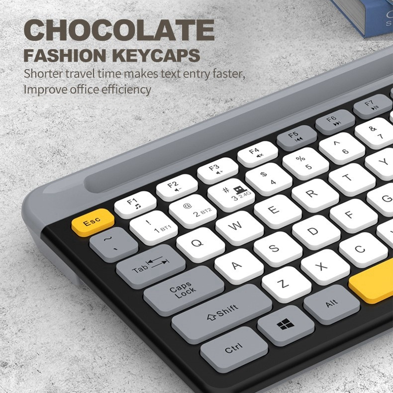 K100 Wireless Chargble Bluetooth Dual Mode Keyboard Chocolate Thin ...