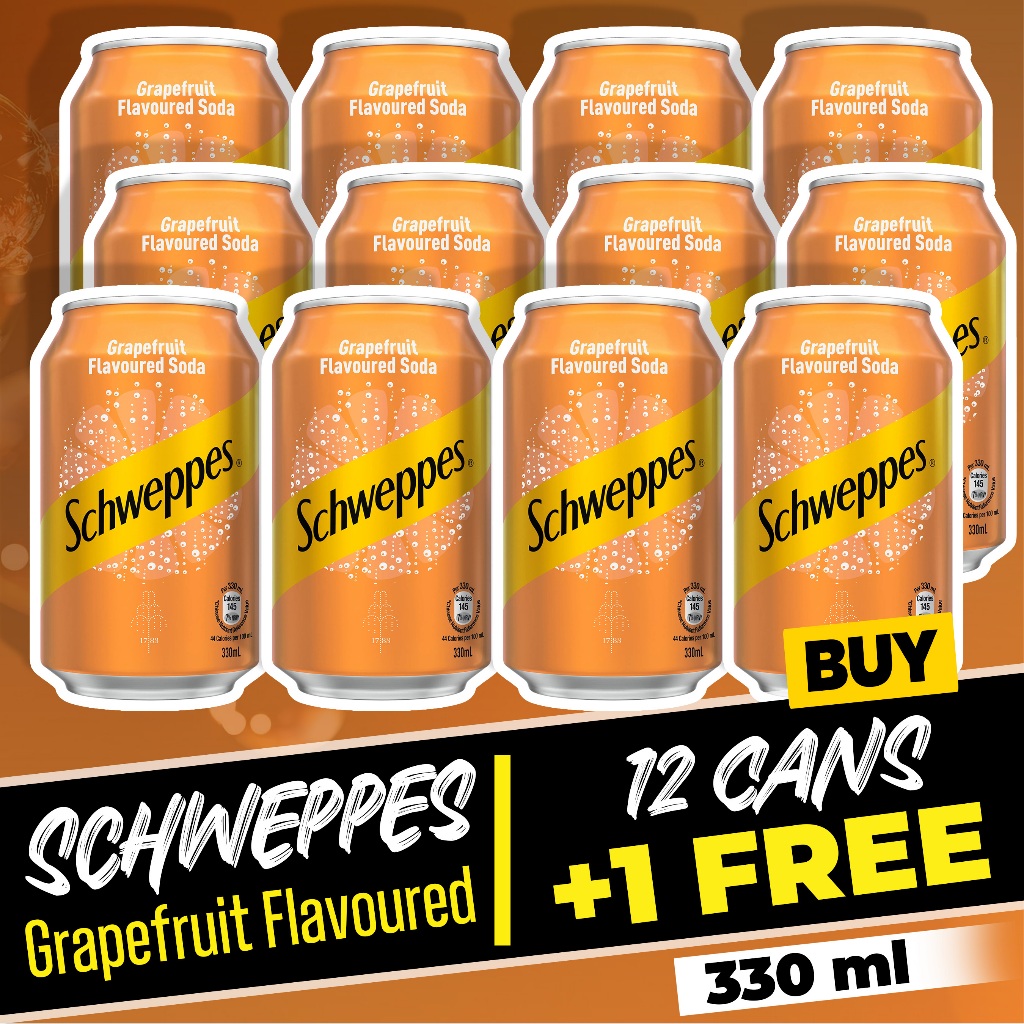 Schweppes Grapefruit Flavoured Soda 330ml Buy 12 Get 1 Free Shopee