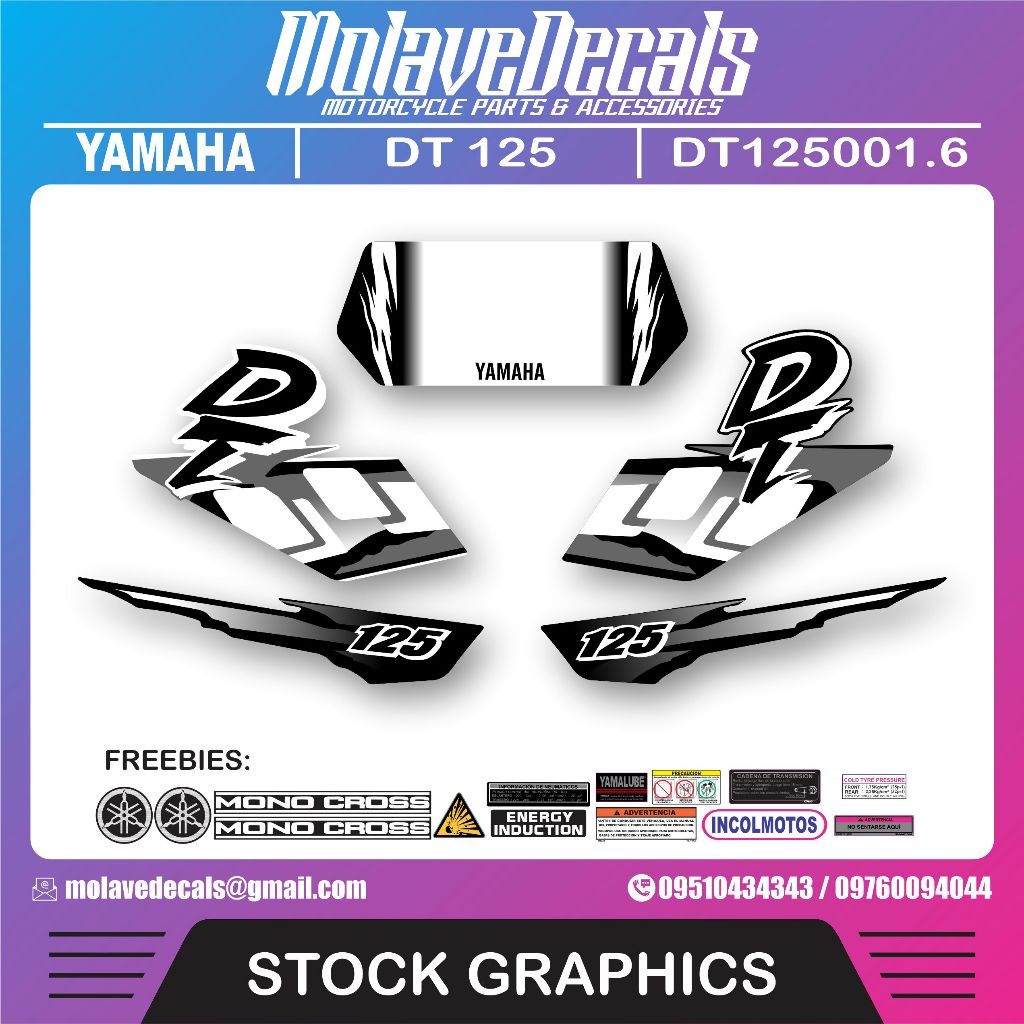 YAMAHA DT125 STOCK GRAPHICS SET | DT 125 DECAL | HIGH QUALITY | HD ...