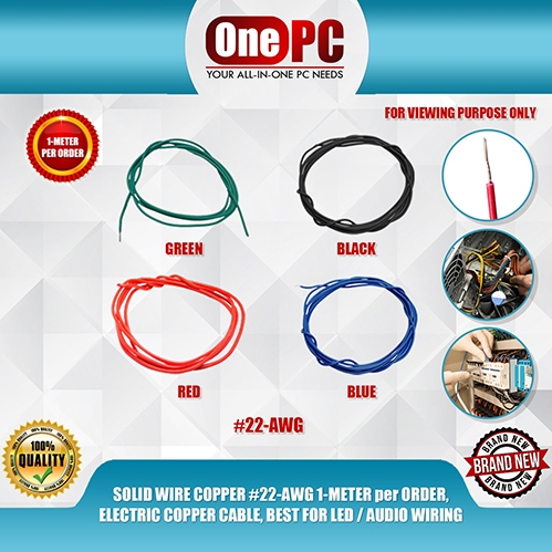 ONE PC SOLID WIRE COPPER #22-AWG 1-METER per ORDER, ELECTRIC COPPER ...