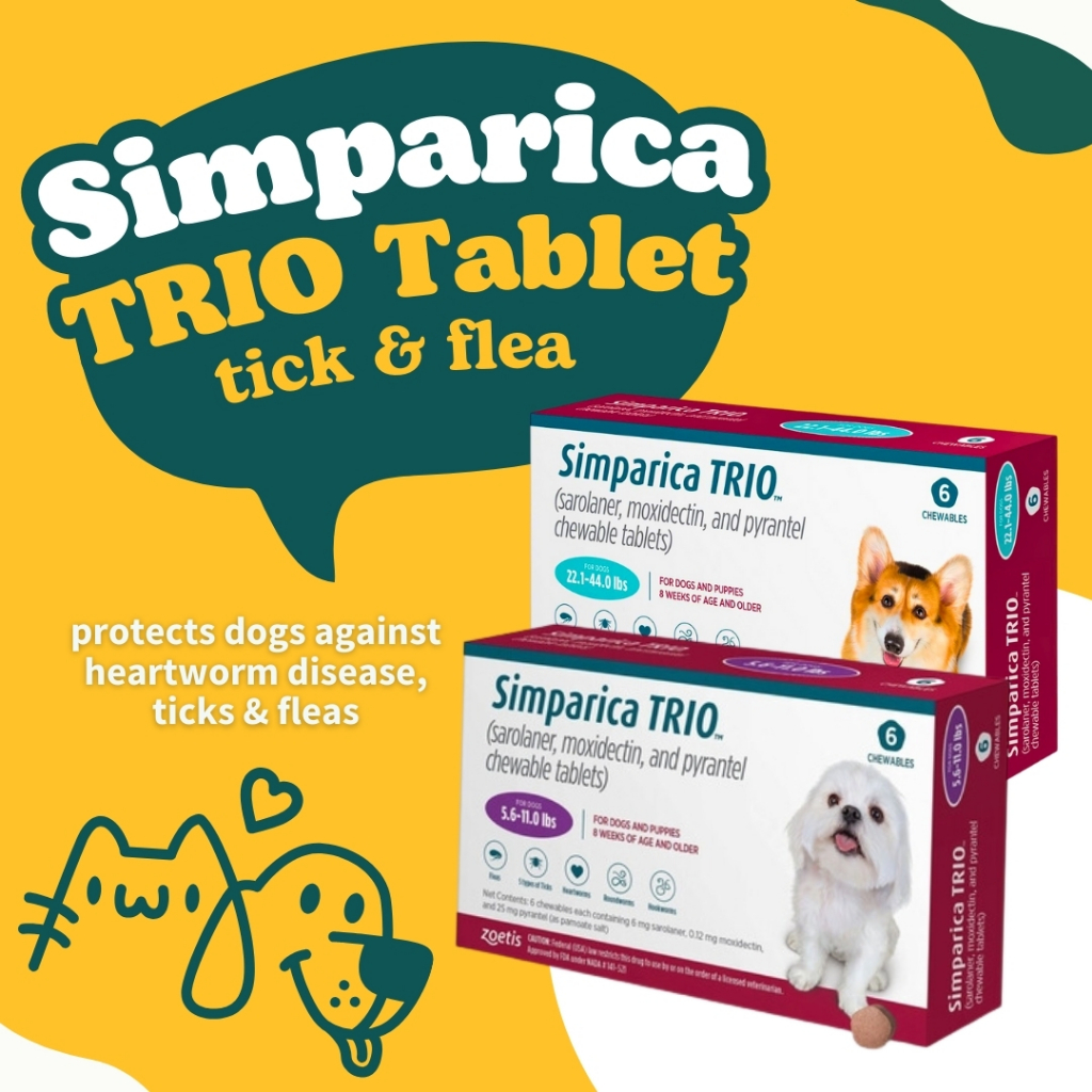 Simparica TRIO Anti Tick and Flea Chewable Tablets Treatment and ...