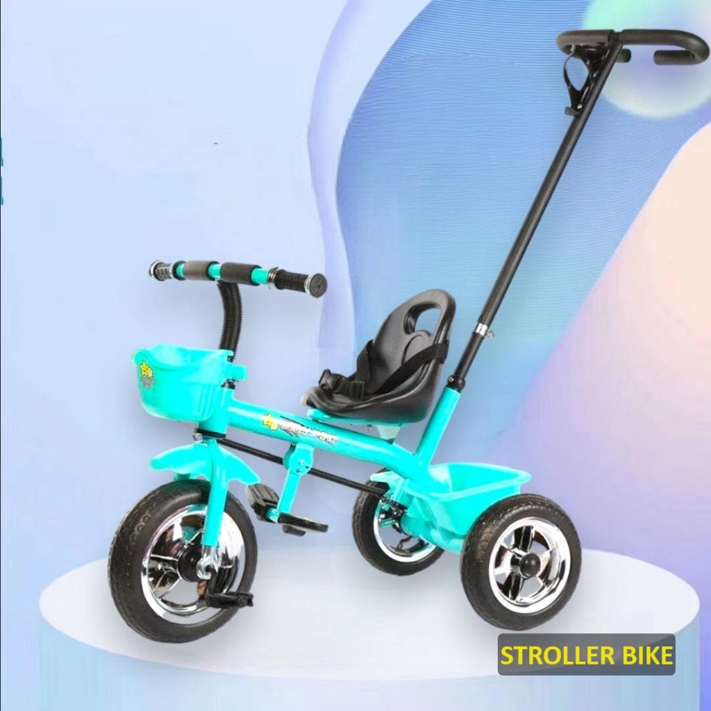 Kids push stroller bike rubber tire Wheels Push Trolley Bike for