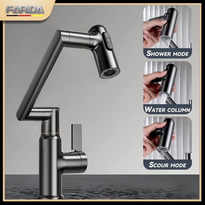 FARIDA rotation Water Tap Sink Faucet kitchen stainless hot and cold ...