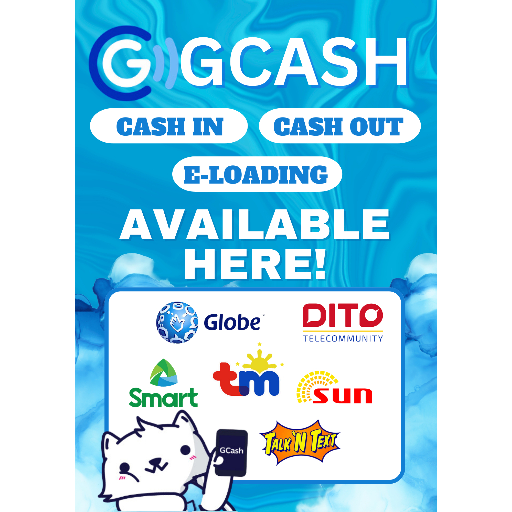 Laminated Gcash Cash In/ Out/ E-load/Print Scan Signage | Shopee ...