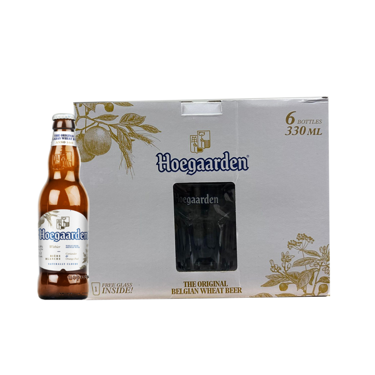 SALE!!!!! Hoegaarden White Beer 330ml Bottle X6 (6 Pack With Glass ...