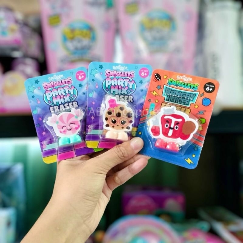 Smiggle Smigglets Hangry Heroes and Party Mix eraser | Shopee Philippines