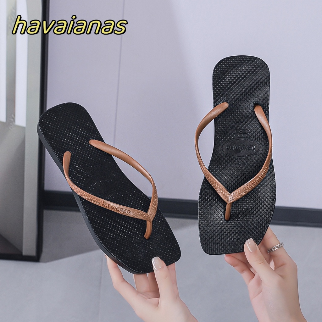 Havaianas black wedge flip flops online