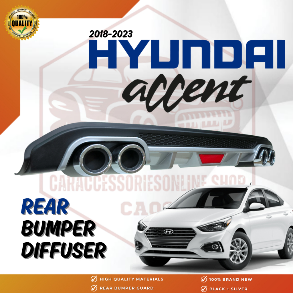 CAOS 2018 2019 2020 2021 2022 2023 HYUNDAI ACCENT REAR BUMPER DIFFUSER ...