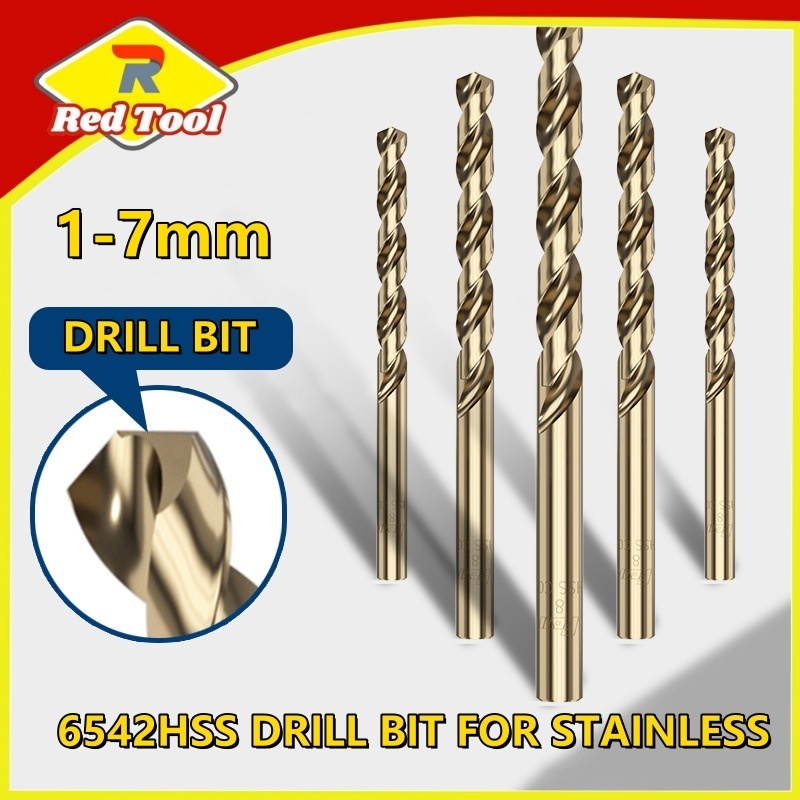 Redtool 1pc 1/2/3/4/5/6/7mm Cobalt HSS Drill Bit M35 For Stainless Steel  Drilling Metalworking