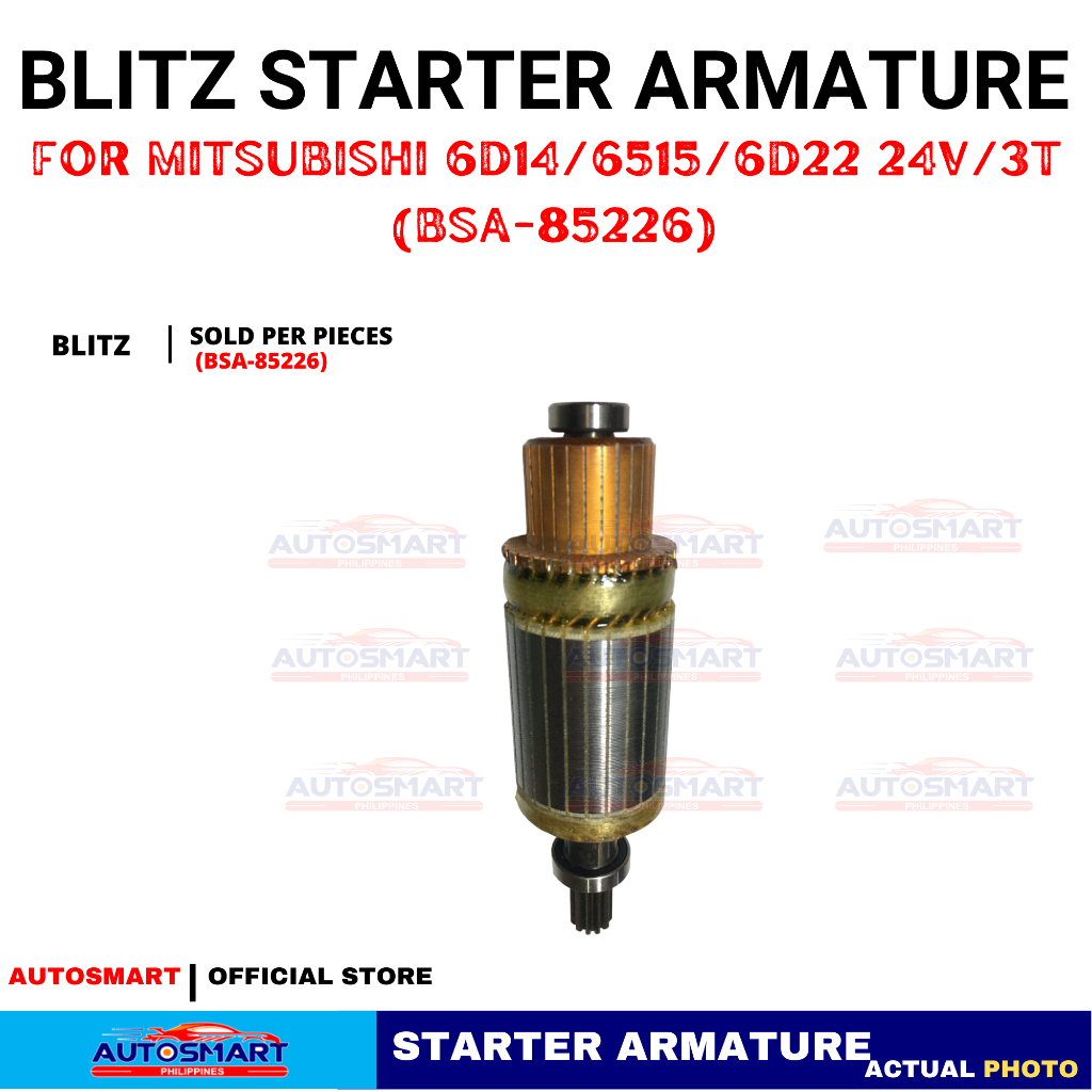 BLITZ STARTER ARMATURE for MITSUBISHI 6D14/6515/6D22 24V/3T (BSA-85226 ...