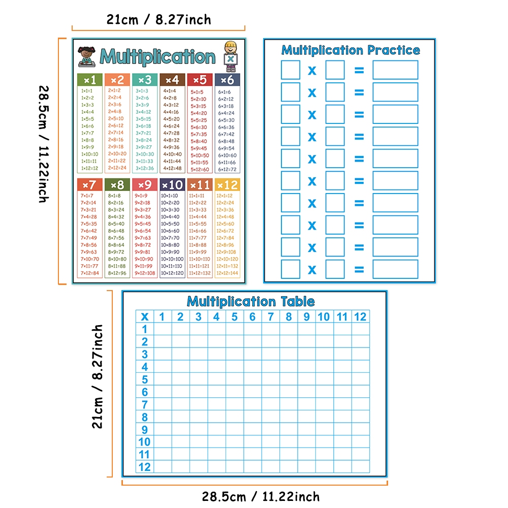 A4 Multiplication Table Poster Preschool Dry Erase Calculation Chart ...