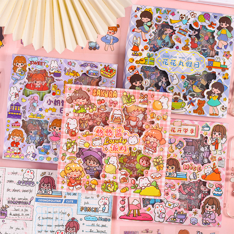 Small Puff Stationery Decoration Soft Cute Pattern Hand Account Sticker ...