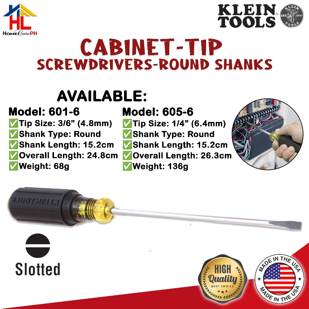 Klein Tools Cabinet Tip Screwdrivers - Round Shanks | Shopee Philippines