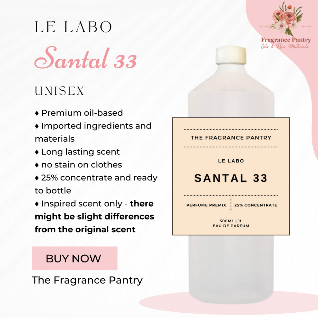 Santal 33 Perfume Pre-Mix 500ml 1L [25% Concentrate] Ready to Bottle Eau  de Parfum