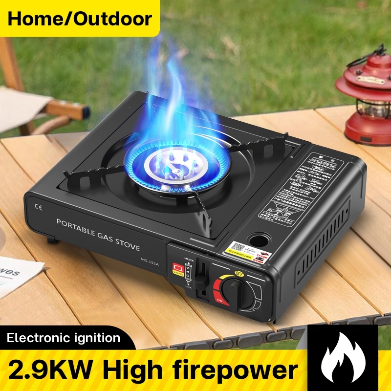 Réchaud à Gaz Portable Avec Plancha - 2.1kW, Pour Camping, Jardin, Barbecue Extérieur