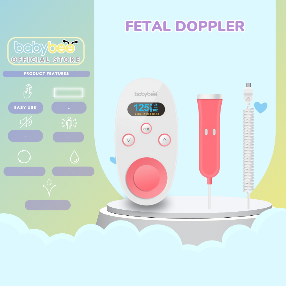 Babybee Pocket Fetal Doppler Ultrasonic Baby Heart Monitor Heartbeat ...