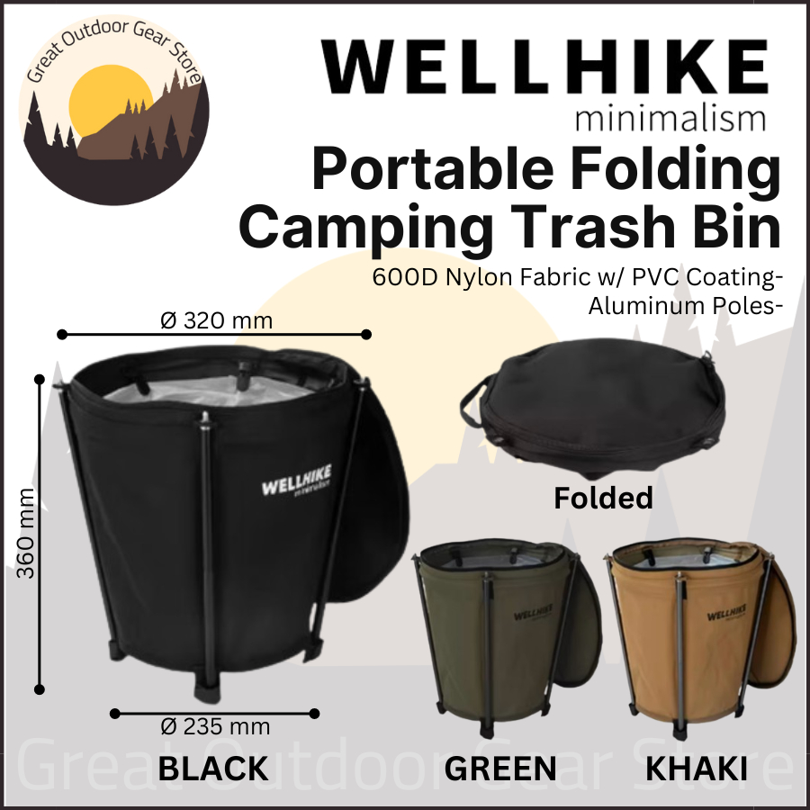 WELLHIKE Outdoor Camping Trash Bin Portable Folding Collapsible ...