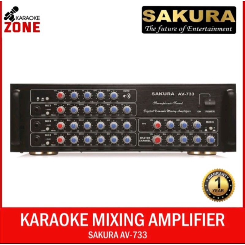 Original 2023 SAKURA AV-733 450W ×2 Digital Karaoke Mixing Amplifier