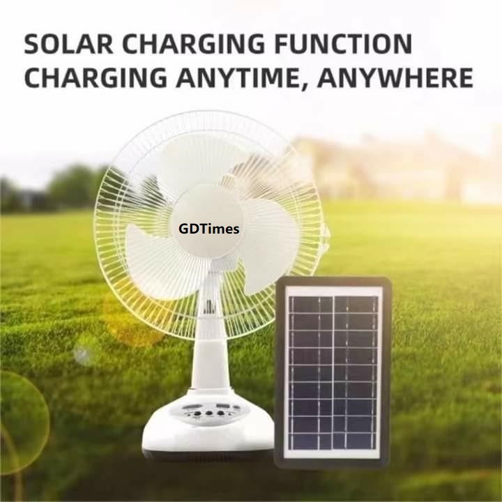GD 20inches Rechargeable fan with solar panel GD-8019 Portable and Eco ...