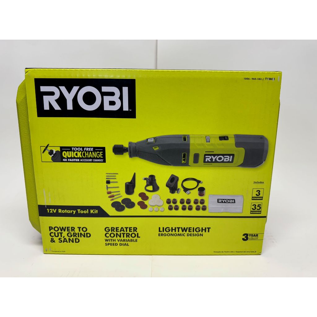 RYOBI TVM01 12V Cordless Rotary Tool Kit, Power to cut, grind, and sand