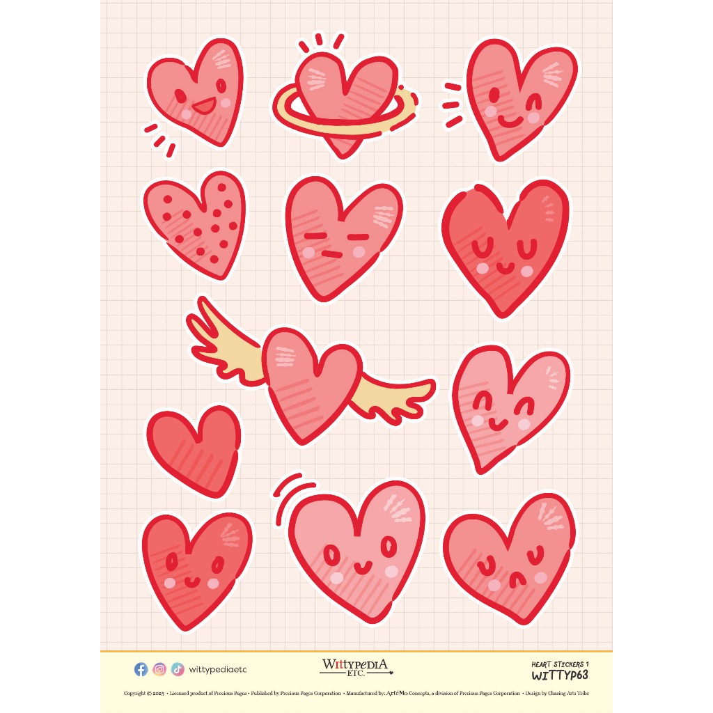 HEART STICKERS HIGH GLOSS STICKER ORDINARY BY WITTYPEDIA | Shopee ...