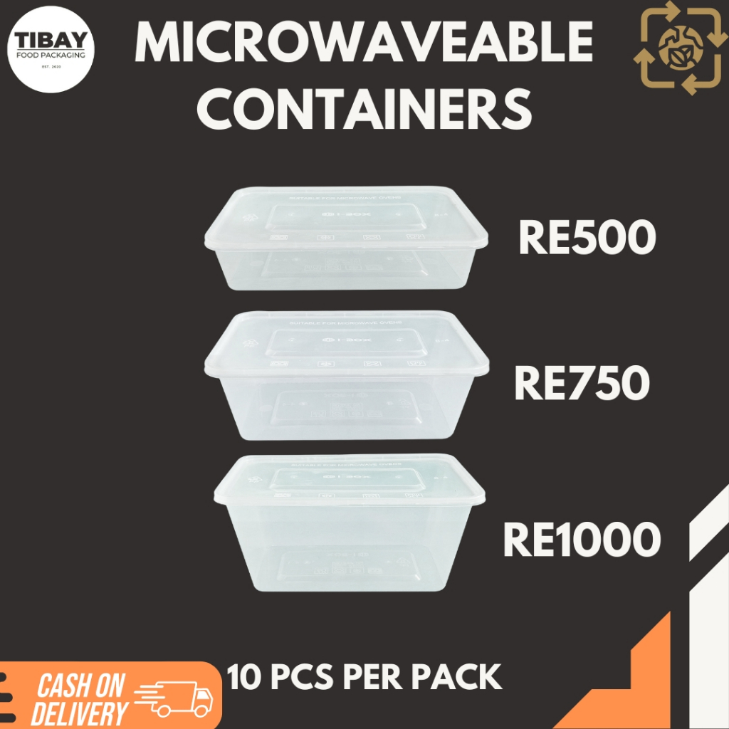 (10 PCS) RE500 RE750 RE1000 Microwaveable Container Take out Box ...