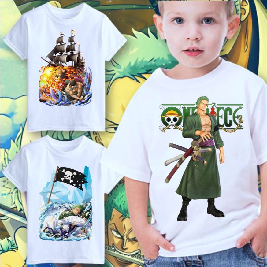 T-Shirt Enfant Zoro Moon One Piece Luffy - Manga Anime 100% Coton