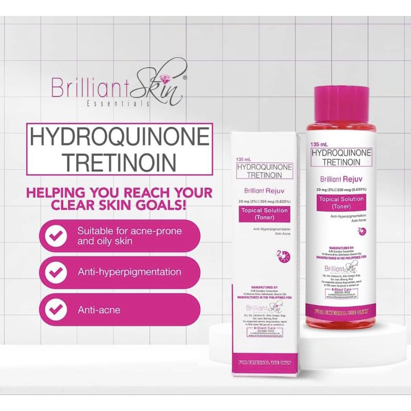 Brilliant Rejuv Topical Solution Toner Hydroquinone Tretinoin