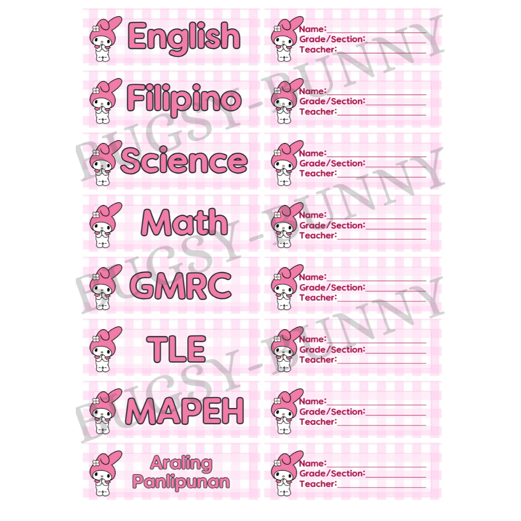 SUBJECT STICKER LABEL FOR NOTEBOOKS WITH NAME STICKER LABEL 9 DESIGNS ...