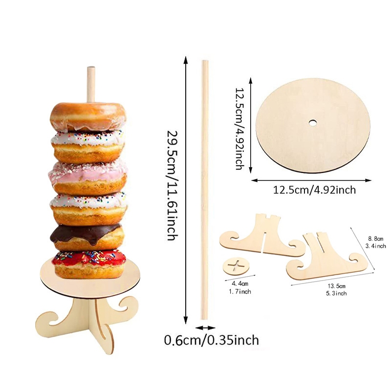 Donut Stand Party Decorations Wooden Donuts Wall Display Stand Holder ...