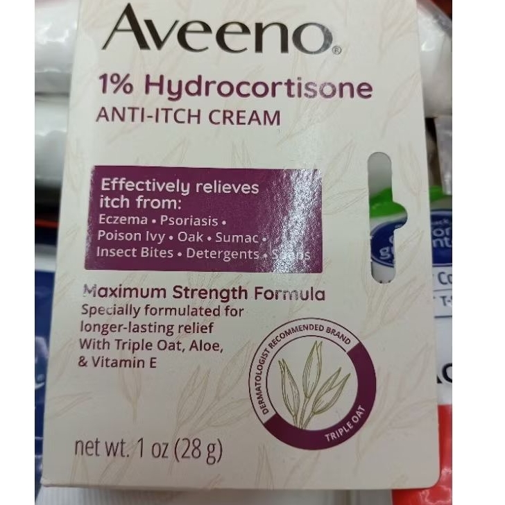 Aveeno Maximum Strength 1 Hydrocortisone Anti Itch Cream With Pure Oat Essence Triple Oat