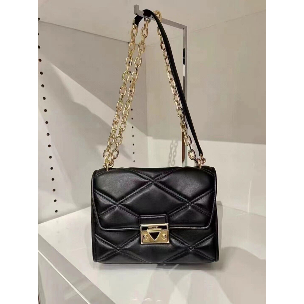 MICHAEL KORS Serena Medium Flap Shoulder Bag Black | Shopee Philippines