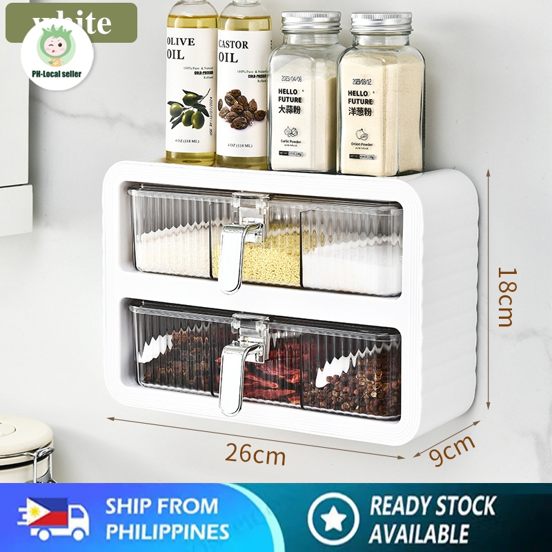 Condiments Container Kitchen Seasoning Jar Seasoning Box Wall-mounted ...