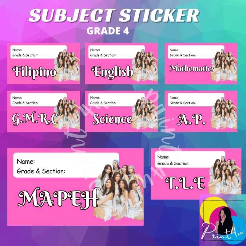 Subject Label sticker for School notebook - Bini | Shopee Philippines