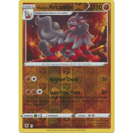 hisuian arcanine pokemon card value 084/196 - Lost Origin - Evolution Set Pokémon Hit Points130 HP Stage Growlithe & Arcanine Card List