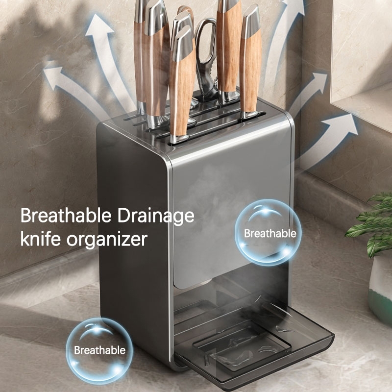 Kitchen knife holder storage rack non perforated wall mounted ...