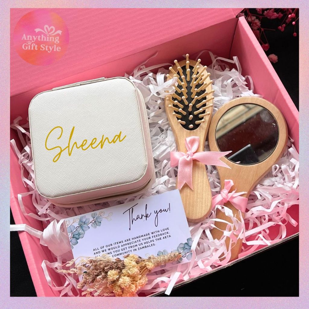 Personalized Gift Box Set Jewelry Storage Box, Wooden Small Brush ...