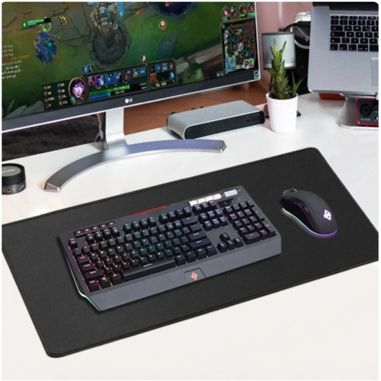 Office Computer Desk Table Mat Black Keyboard Mouse Pad Felt Laptop ...