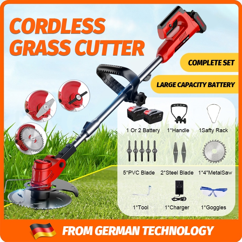 588V Grass Cutter Lawn Mower Electric Grass Trimmer Cutter Rechargeable Electric Grass Cutter Shopee Philippines