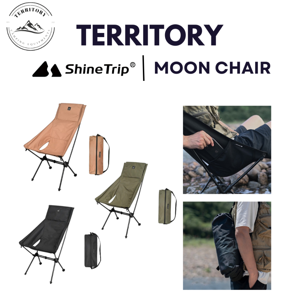 ShineTrip Foldable Moon Chair High Back Portable with Storage Bag Large ...