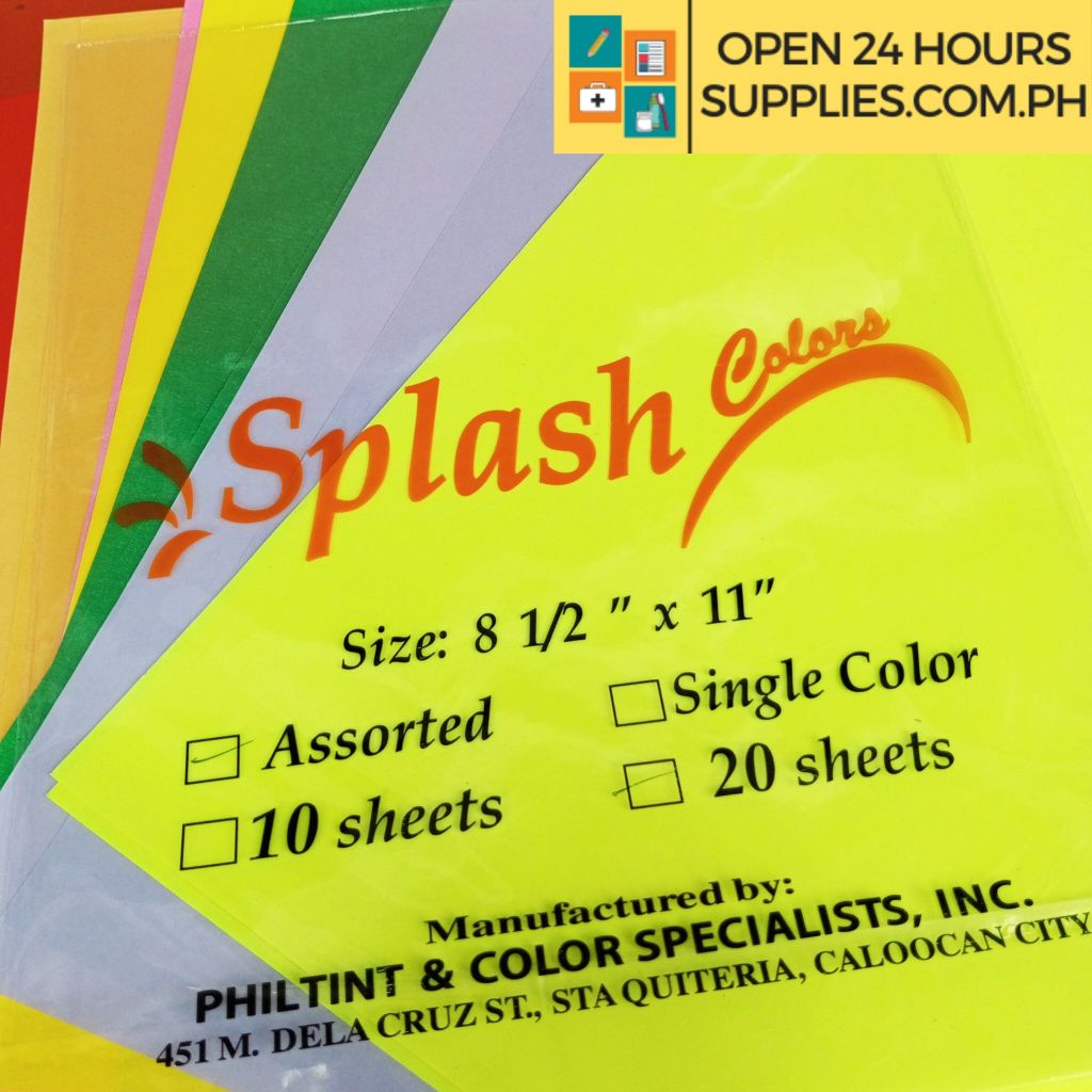 Splash Neon Paper 20 sheets Assorted colors in 1 pack | Shopee Philippines