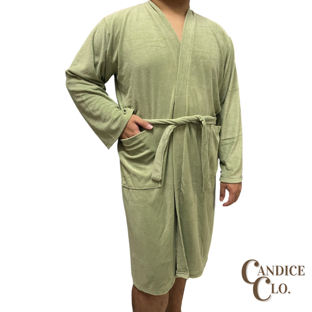 Men's Bath Robe Long Sleeve With Pockets Towelette Plus Size Shopee Philippines