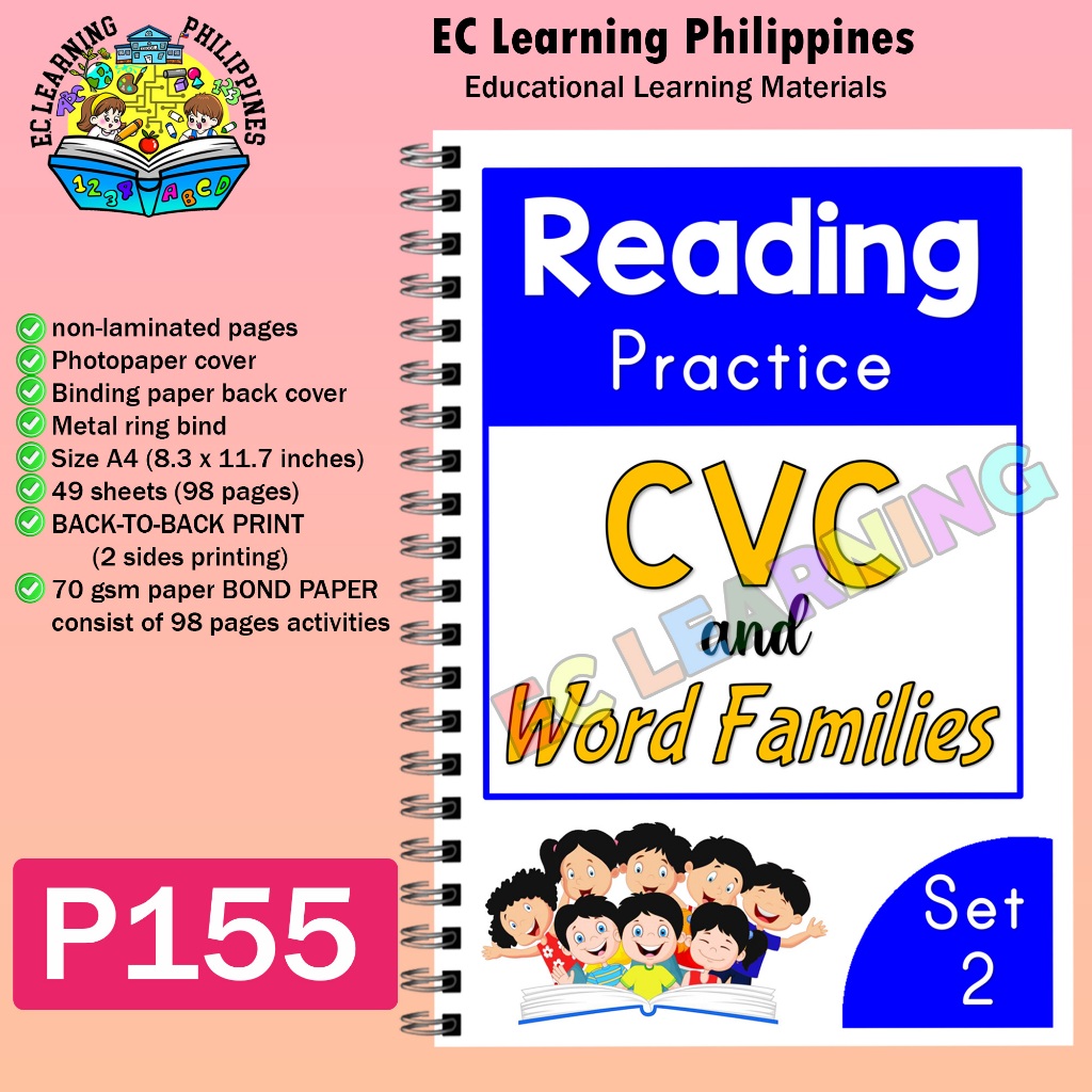 CVC SET 2 Short Vowels Reading Practice WITH CVCC EC Learning Books ...