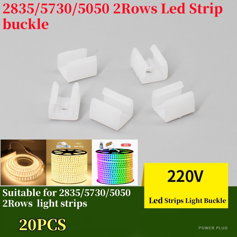 20pcs 2835/5050 2Row 220V Flexible Led Strip Lights Fixed Clip (Plastic ...