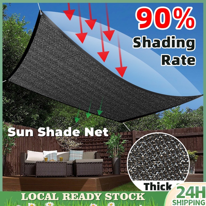 Sunshade Net With Rope Outdoor Black Waterproof Shade Waterproof Sun ...