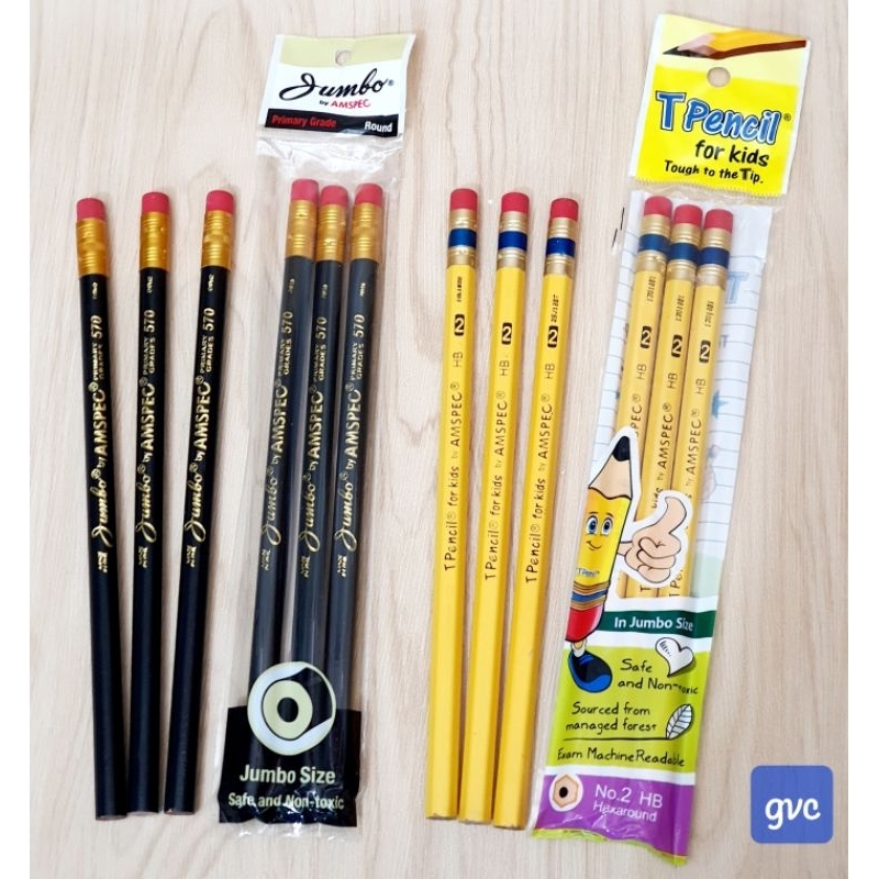 Jumbo Black Pencil for kids, T Pencil for Kids no. 2 HB ( 1 pack- by 3 ...